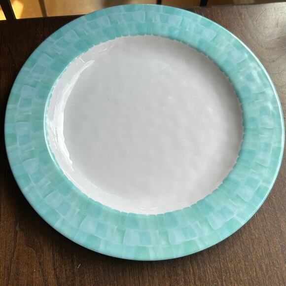 Set of 8 Sigrid Olsen 8" Melamine Bowls White Teal & 11”Dinner Plates - Picture 9 of 15